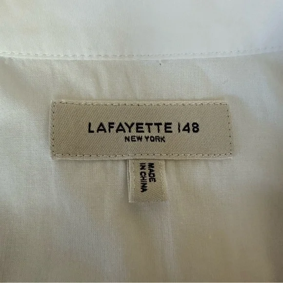 Lafayette 148 New York Wilkes Italian Sculpted Button Up Tunic Shirt Sz S - Picture 14 of 16